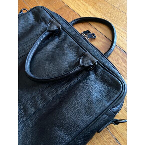 HUGO BOSS Slim Black Pebbled Leather Attache/Laptop Bag - Picture 2 of 11